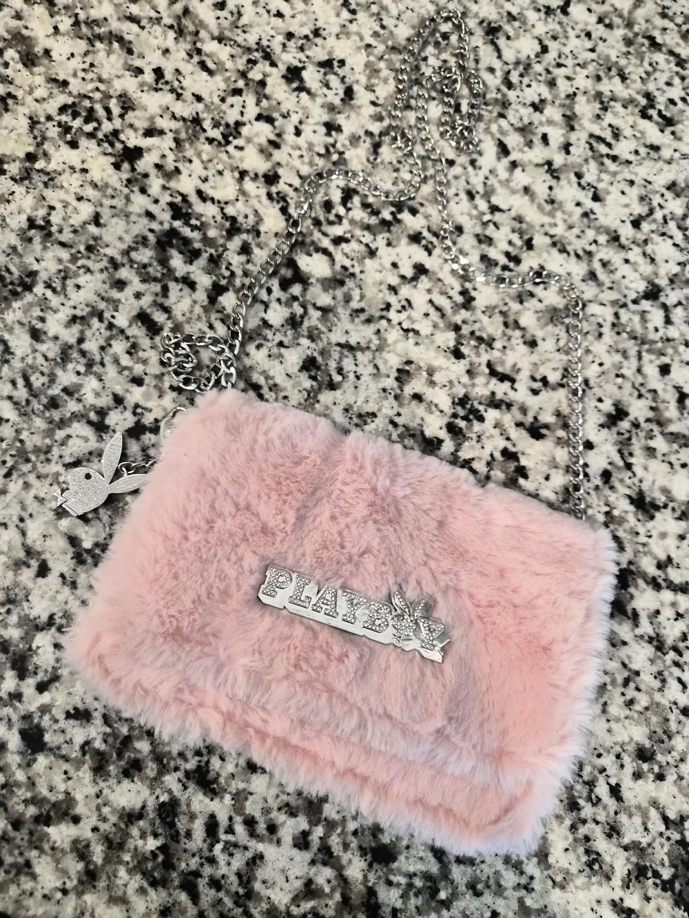 Playboy Pink Faux Fur Crossbody Bag